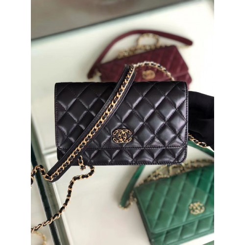 Portofel Chanel Original din piele cu lanț AP0724 negru