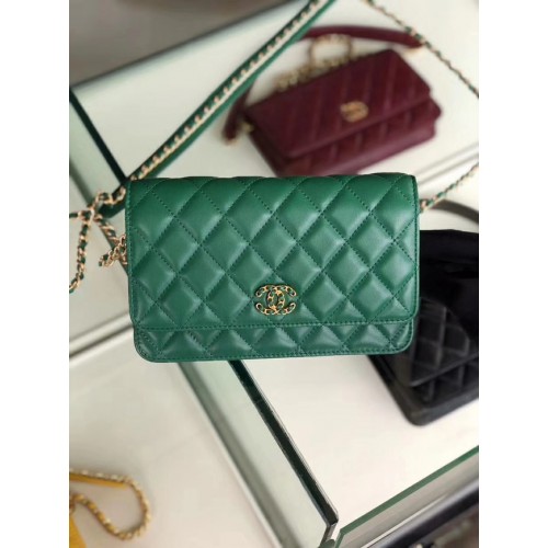 Portofel Chanel Original din piele cu lanț AP0724 verde