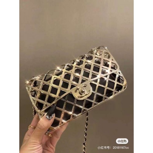 Geantă Chanel Original din piele Hollow 1112 aurie