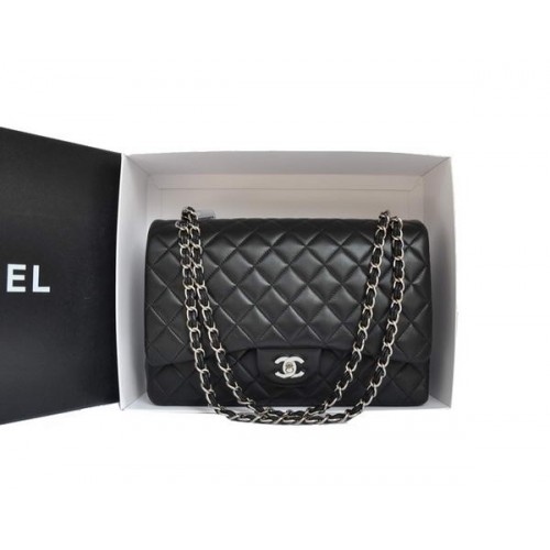 Geantă Chanel Original din piele Jumbo cu clapă A47600 Negru