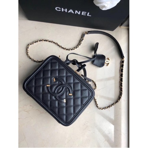 Geantă cosmetică medie Chanel Original Leather 93443 Neagră