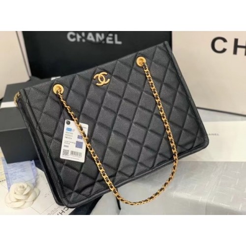 Geantă de cumpărături Chanel Original din piele AS2360 neagră