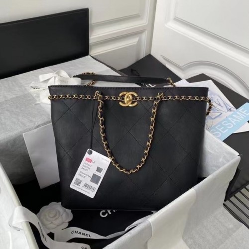 Geantă de cumpărături Chanel Original din piele AS2374 neagră