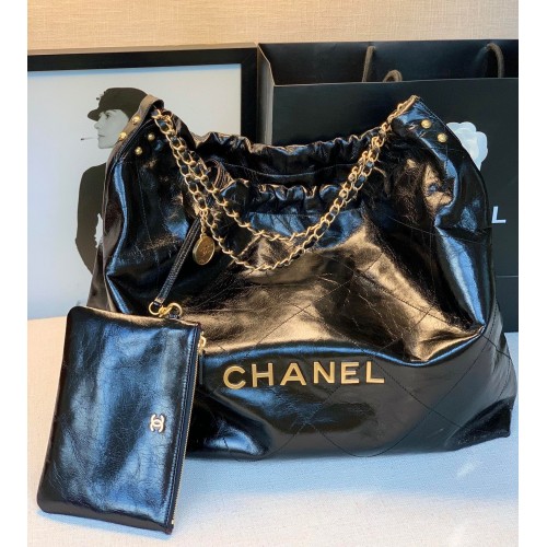 Chanel Original Oil Wax Leather Cable Shopping Bag A67088 Black