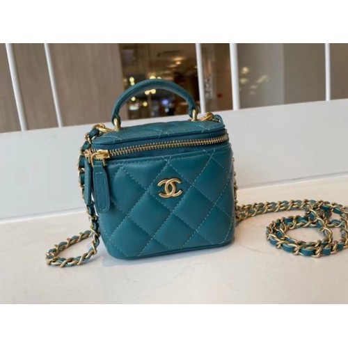Geantă Chanel Original Small cu lanț clasic AP2198 albastră