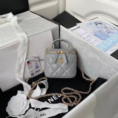 Geantă Chanel Original Small cu lanț clasic AP2198 gri