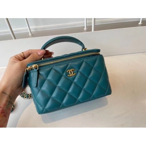 Geantă Chanel Original Small cu lanț clasic AP2199 albastră