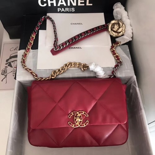 Geantă Chanel 19 cu clapă AS1160 Roșie