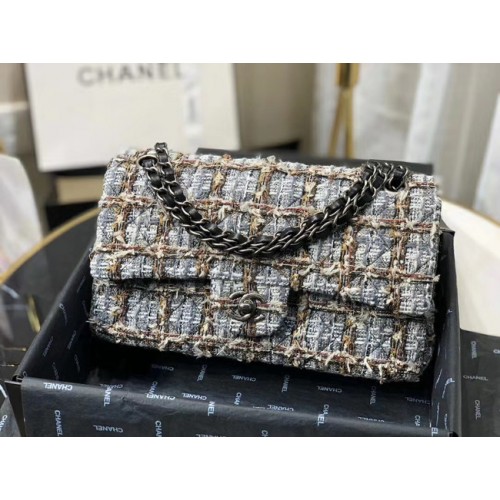 Geantă Chanel Original cu clapă Twill soft A01112 gri
