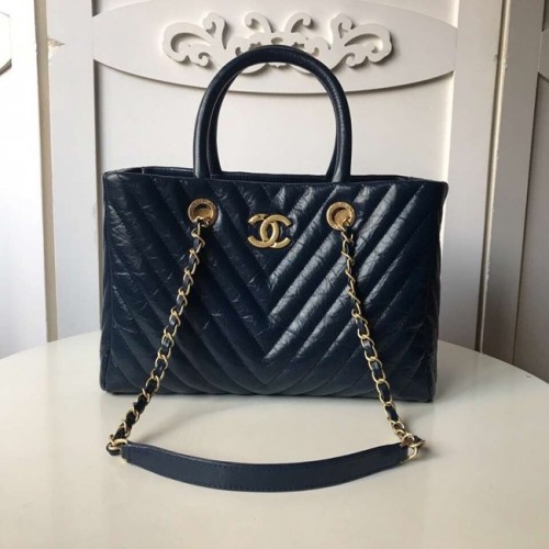 Geantă mare de cumpărături Chanel Original A57974 albastru închis
