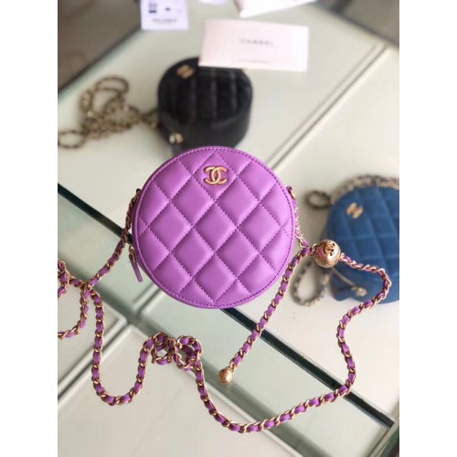 Geantă Chanel Original mini din piele de oaie AS1449 Lavandă