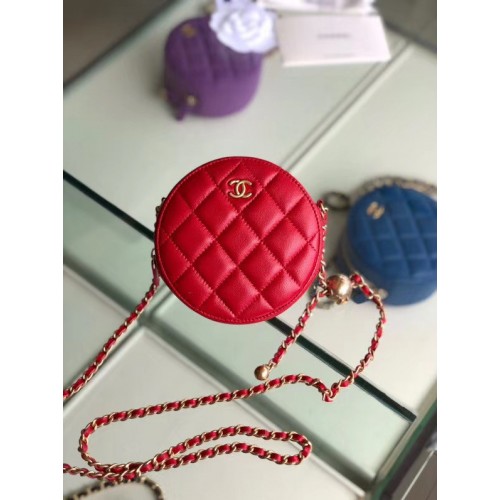 Geantă Chanel Original mini din piele de oaie AS1449 roșie