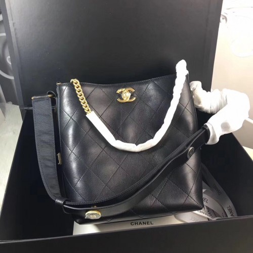 Geantă Chanel Retro Bucket Original din piele de vițel CC62358 neagră