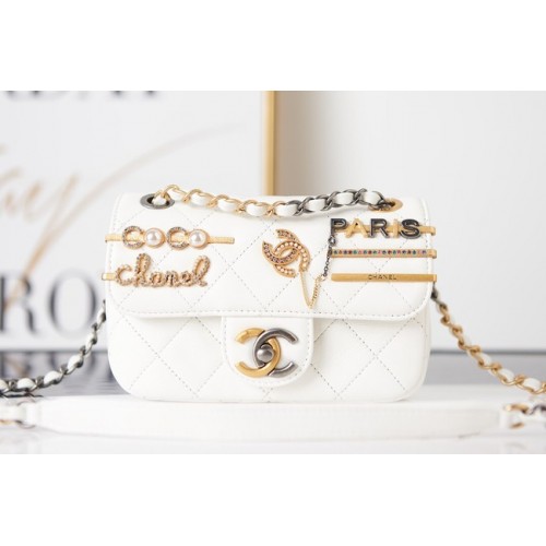 Chanel PUNGĂ MICĂ CU CLAPETĂ AS2979 albă