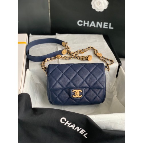 Chanel PUNGĂ MICĂ CU CLAPETĂ AS3369 Albastru regal