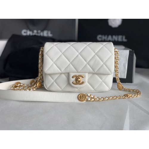 Chanel PUNGĂ MICĂ CU CLAPETĂ AS3369 albă