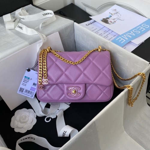 Chanel MICĂ GEANTĂ FLAP DIN PIELE DE MIEL AS1792 violet
