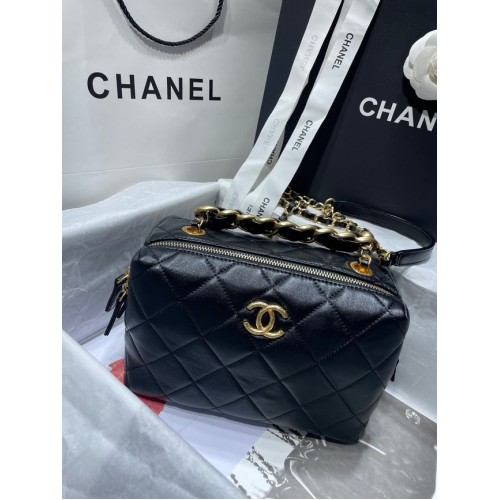 Chanel Sheepskin AS1267 Negru metalic auriu