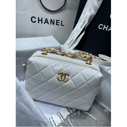 Chanel Sheepskin AS1267 Alb metalic auriu