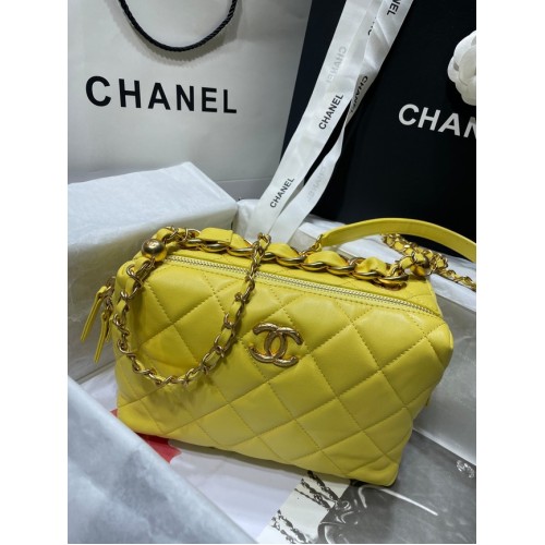 Chanel Sheepskin AS1267 Galben metalic auriu
