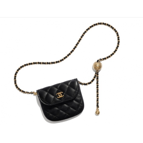 Chanel Sheepskin Original Leather Pocket AP1461 negru