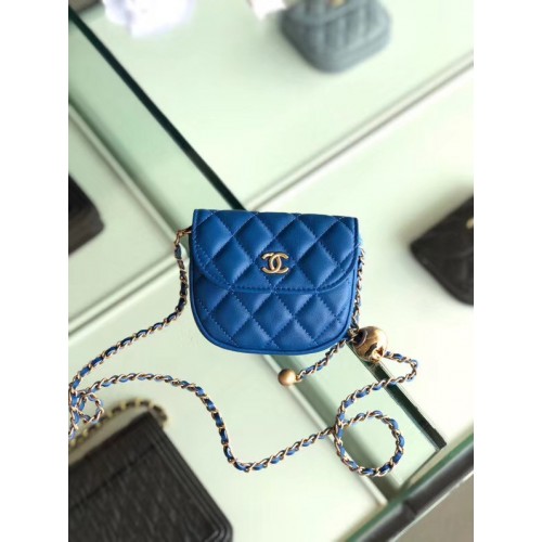 Chanel Sheepskin Original Leather Pocket AP1461 albastru
