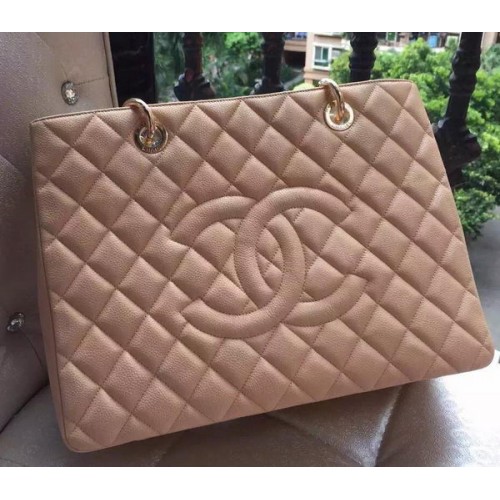 Geantă Chanel Shopper din piele de vițel originală A95021 Caisă