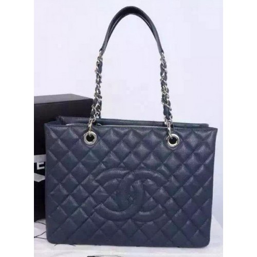 Geantă Chanel Shopper din piele de vițel originală A95021 Royal