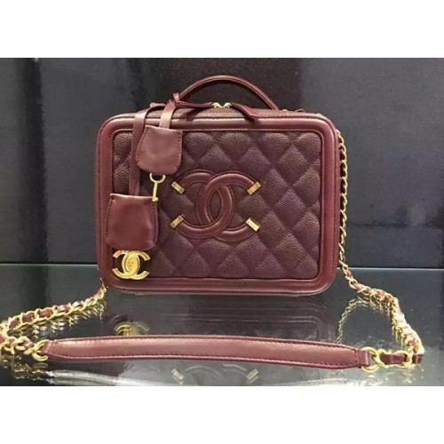 Geantă de umăr Chanel Original Vițel Piele CHA6678 Burgundy
