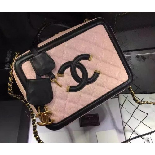 Geantă de umăr Chanel Original din piele de vițel CHA6678 roz și neagră