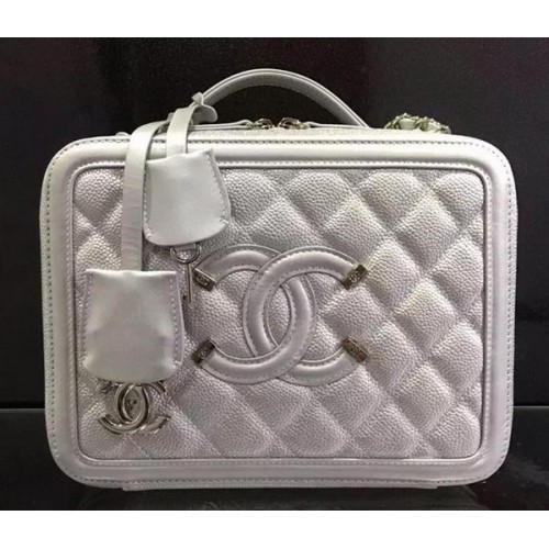 Geantă de umăr Chanel Original Vitel Leather CHA6678 Argintiu