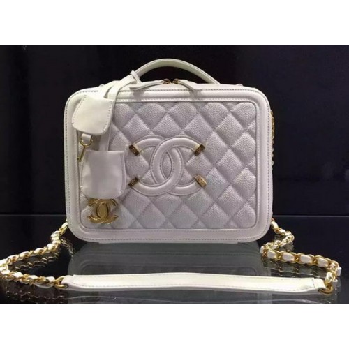 Geantă de umăr Chanel Original din piele de vițel CHA6678 Alb