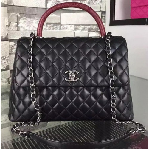 Geantă de umăr Chanel din piele de vițel originală A7778 neagră