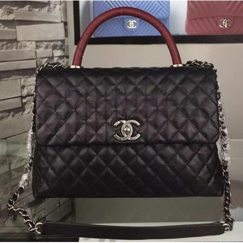 Geantă de umăr Chanel Original Caviar Leather A7781 Negru