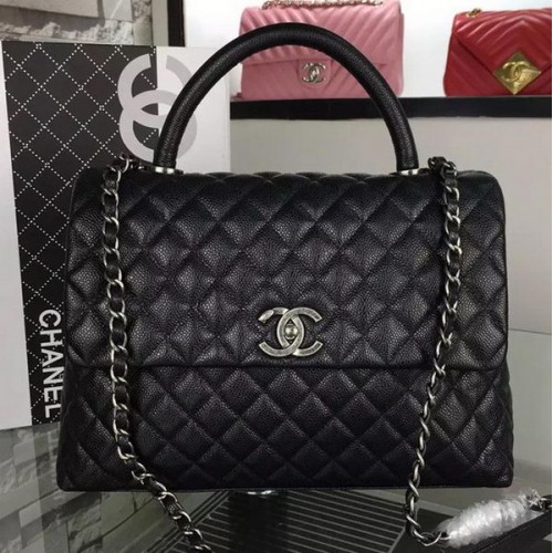 Geantă de umăr Chanel Original Caviar Leather A7782 Negru