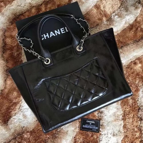 Geantă de cumpărături Chanel Tote din piele originală A68046 Negru