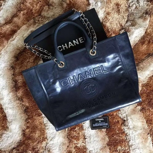 Geantă de cumpărături Chanel Tote din piele originală A68046 Albastră