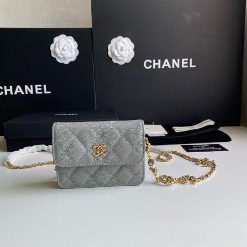 Geantă Chanel WOC din piele Caviar originală 2306 gri