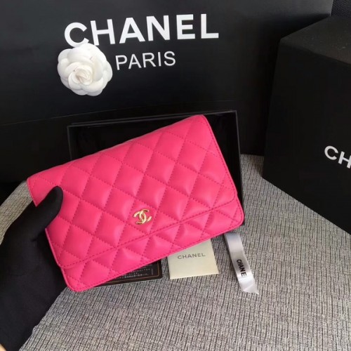 Geantă Chanel WOC Flap din piele de oaie roz originală 33814 Glow