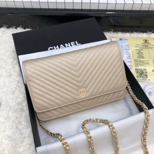 Geantă crossbody Chanel WOC Original Caviar Leather Flap E33814 aurie