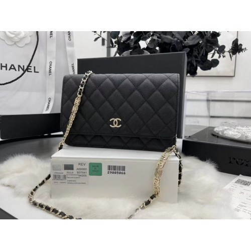 Geantă crossbody Chanel WOC Original Caviar Leather Flap CC33815 neagră