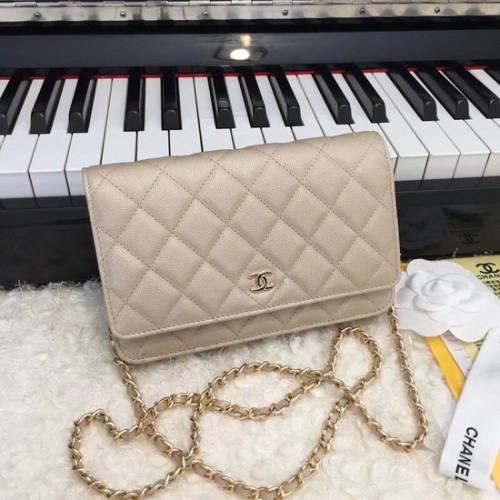 Geantă crossbody Chanel WOC Original Caviar Leather Flap CF33814 auriu Lanț de aur