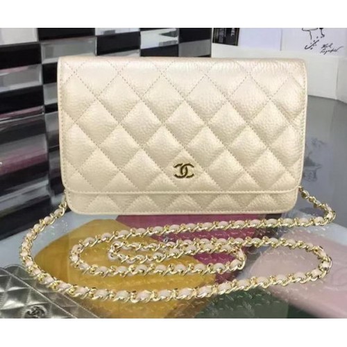 Geantă Chanel WOC mini cu clapă, piele de cerb A5375, caisă