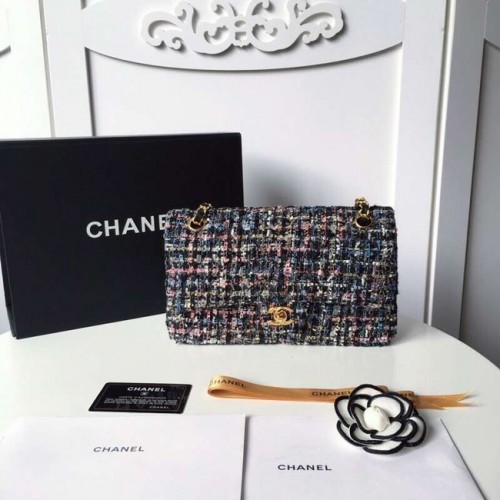 Geantă clasică Chanel Tweed Braid Metal auriu A01112-3