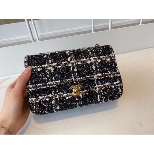 Geantă clasică Chanel Tweed din metal auriu A01116-2