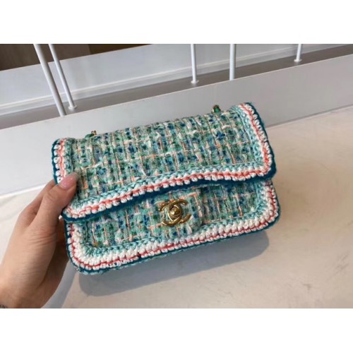 Geantă clasică Chanel Tweed din metal auriu A01116-4