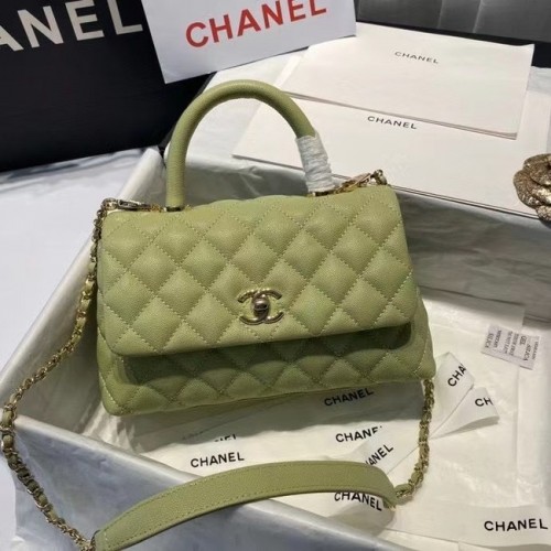 Geantă Chanel Coco mini cu clapă și mâner superior A92995 Verde Avocado