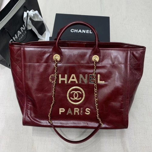 Geantă de cumpărături Chanel din piele de vacă A66942 Burgundy