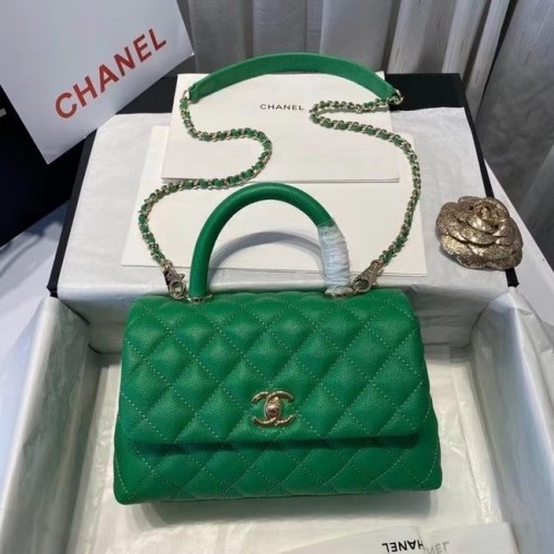 Geantă Chanel cu clapă și mâner superior A92990 verde
