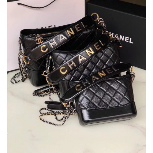 Geantă hobo Chanel Gabrielle A93824 Neagră